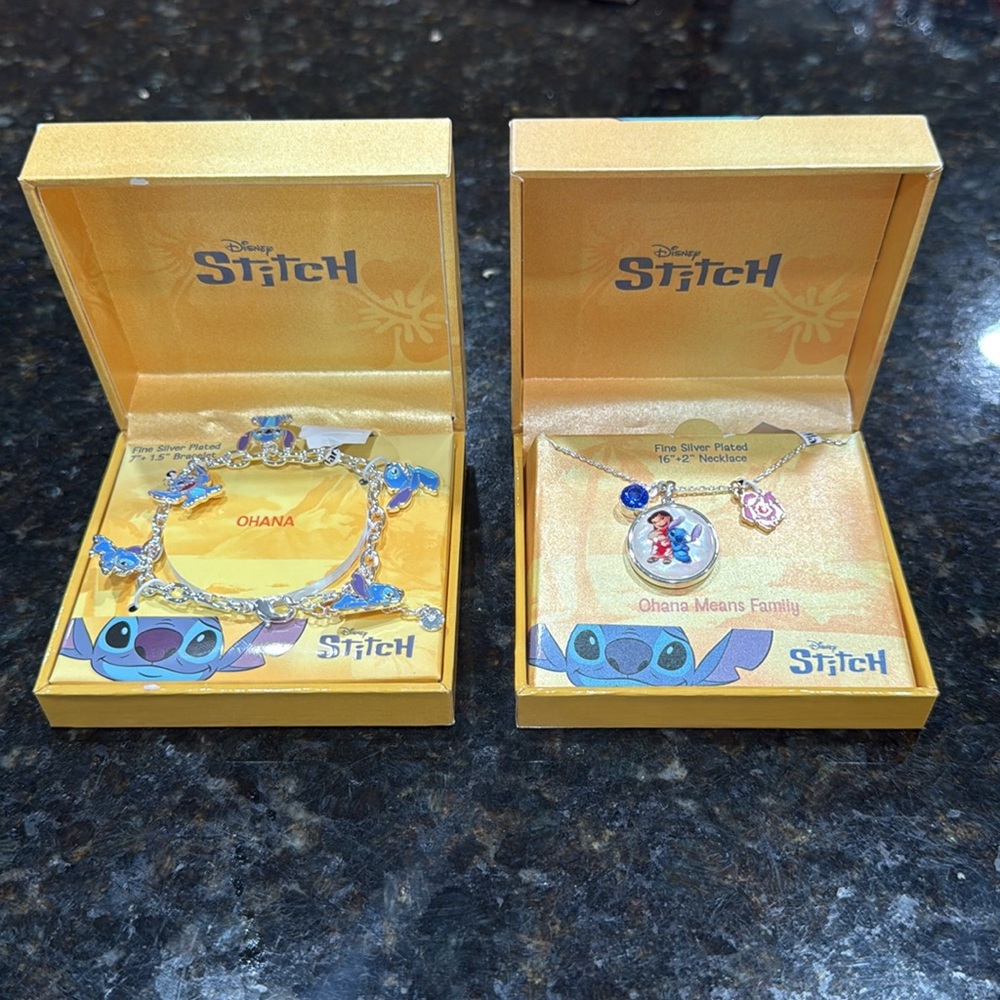 Disney Stitch Ohana Bracelet Set - Blue and Silver